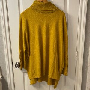 Chalet et Céci Lagenlook Mustard Yellow Cowl Neck Tunic Top Made in USA Sz L